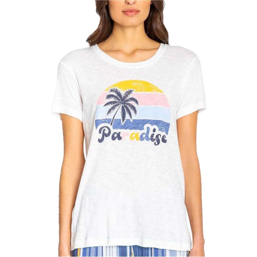 P.J. Salvage Womens Paradise Pajama Sleep T-shirt, Off-White, S, DM